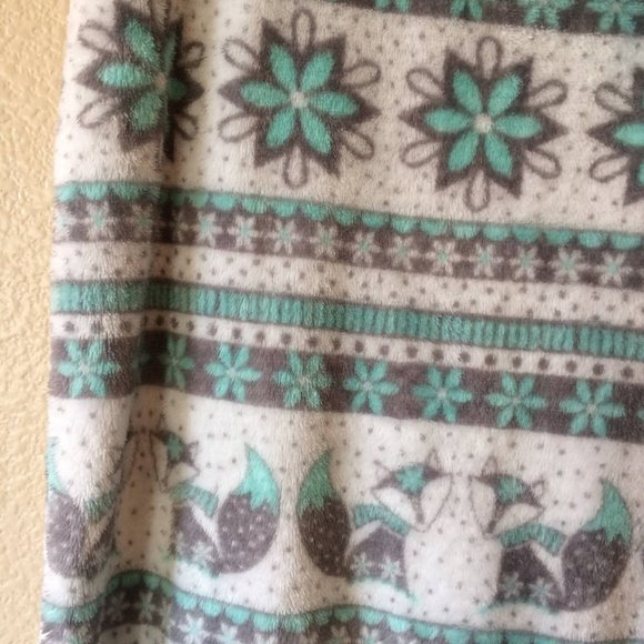 Pajama Pants XL Snowflake Fox Green Fleece Top Pullover Minky Cozy Lot - Picture 8 of 8